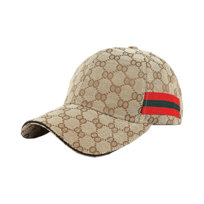 Gucci Style Monogram Baseball Cap with Red Green Stripe Unisex Adjustable Duckbill Hat