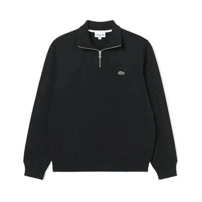 Lacoste Men's Black Crewneck Sweatshirt with Large Blue Crocodile Logo