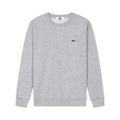 Lacoste Men's Black Crewneck Sweatshirt with Large Blue Crocodile Logo