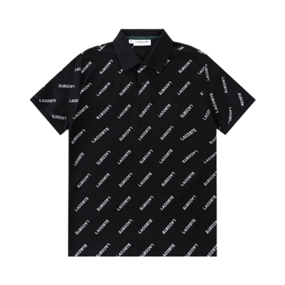 Lacoste Men's Classic Fit Short Sleeve Polo Shirt With All Over Logo Print In Black