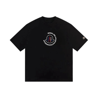Moncler Logo Circle Print T Shirt Black