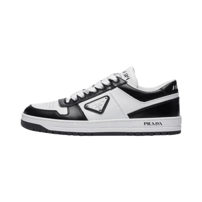Prada America Classic Low-Top Casual Sneakers Black and White Leather Couple Shoes