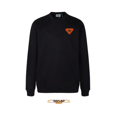 Prada Men's Autumn New Round Neck Sweatshirt with Logo Patch - Versatile Casual Pullover