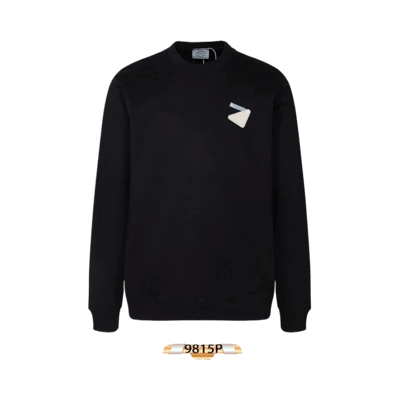 Prada Men's Autumn New Round Neck Sweatshirt with Logo Patch - Versatile Casual Pullover