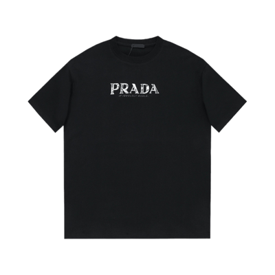 Prada Men's Short Sleeve T-Shirt with Triangle Logo Print