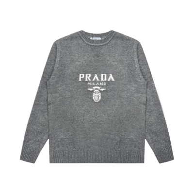 Prada Milano Logo Knit Sweater Grey/Black