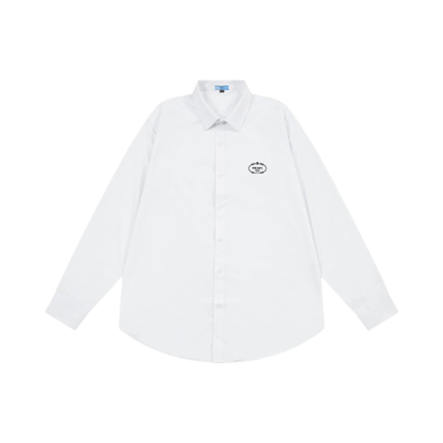 Prada Re-Nylon Logo Shirt White Long Sleeve Button Down Top