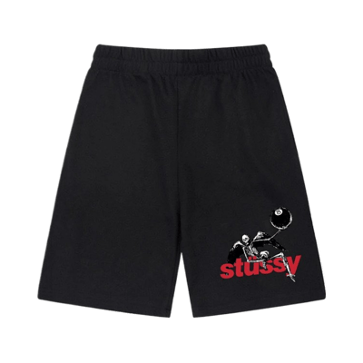 Stussy Logo Print Casual Sweat Shorts Men Women Streetwear Grey Black