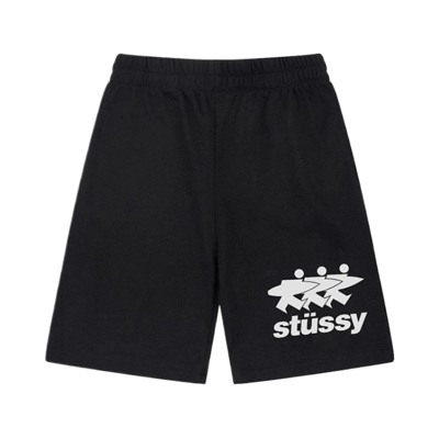 Stussy Logo Print Casual Sweat Shorts Men Women Streetwear Grey Black
