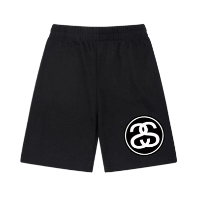 Stussy Logo Print Casual Sweat Shorts Men Women Streetwear Grey Black