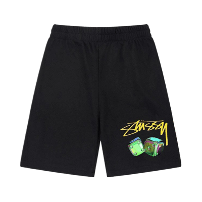 Stussy Logo Print Casual Sweat Shorts Men Women Streetwear Grey Black