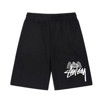 Stussy Logo Print Casual Sweat Shorts Men Women Streetwear Grey Black