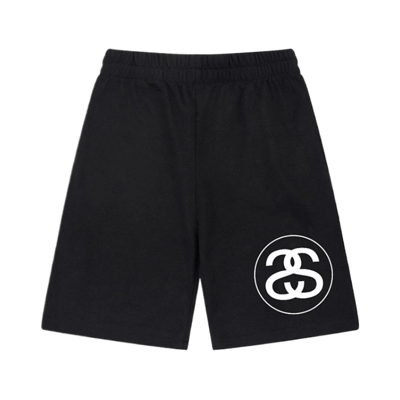 Stussy Logo Print Casual Sweat Shorts Men Women Streetwear Grey Black