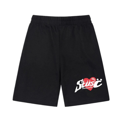 Stussy Logo Print Casual Sweat Shorts Men Women Streetwear Grey Black