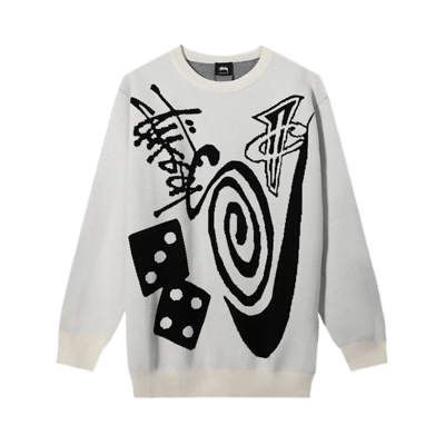Stussy Men's Crewneck Sweater with Bold Graphic Print