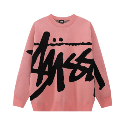 Stussy Men's Crewneck Sweater with Bold Graphic Print