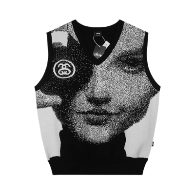 Stussy Men's Crewneck Sweater with Bold Graphic Print