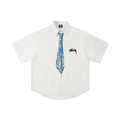 Stussy Men's Short Sleeve Button-Down Shirt - Tie Print & Floral Pattern Collection