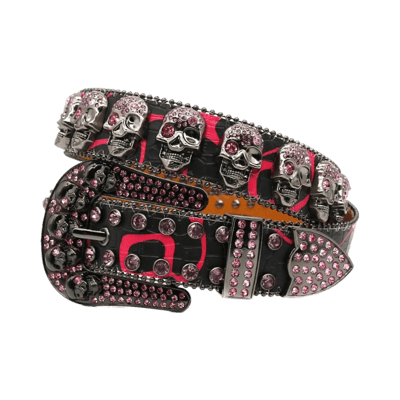 Supreme Rhinestone Floral Print Pin Buckle Belt