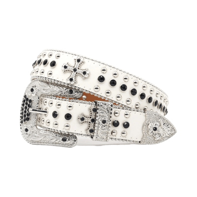 Supreme Rhinestone Floral Print Pin Buckle Belt