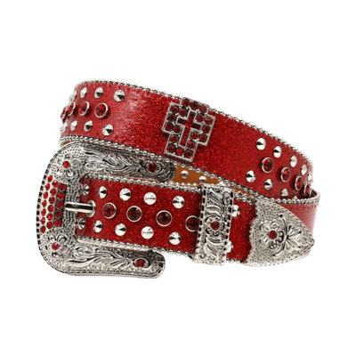 Supreme Rhinestone Floral Print Pin Buckle Belt