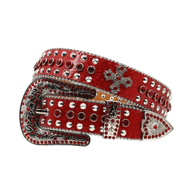 Supreme Rhinestone Floral Print Pin Buckle Belt