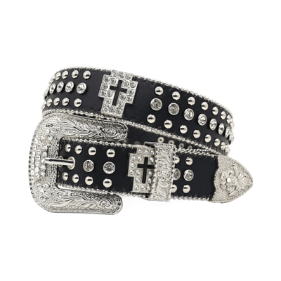 Supreme Rhinestone Floral Print Pin Buckle Belt