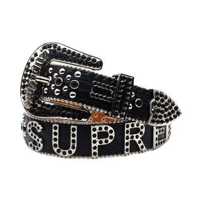 Supreme Rhinestone Floral Print Pin Buckle Belt