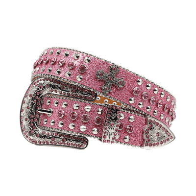 Supreme Rhinestone Floral Print Pin Buckle Belt