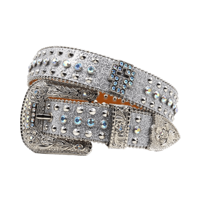 Supreme Rhinestone Floral Print Pin Buckle Belt