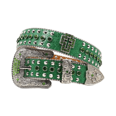 Supreme Rhinestone Floral Print Pin Buckle Belt