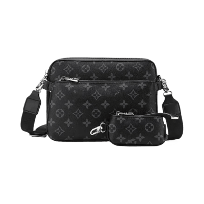 Louis Vuitton Style Monogram Crossbody Messenger Bag with Detachable Pouch